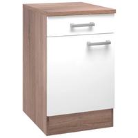 Kuhinjska Spodnja Omarica Lexa, Bela, Hrast, Š. 50 Cm - bela/barve aluminija, Moderno, umetna masa/leseni material (50/85/60cm) - Based