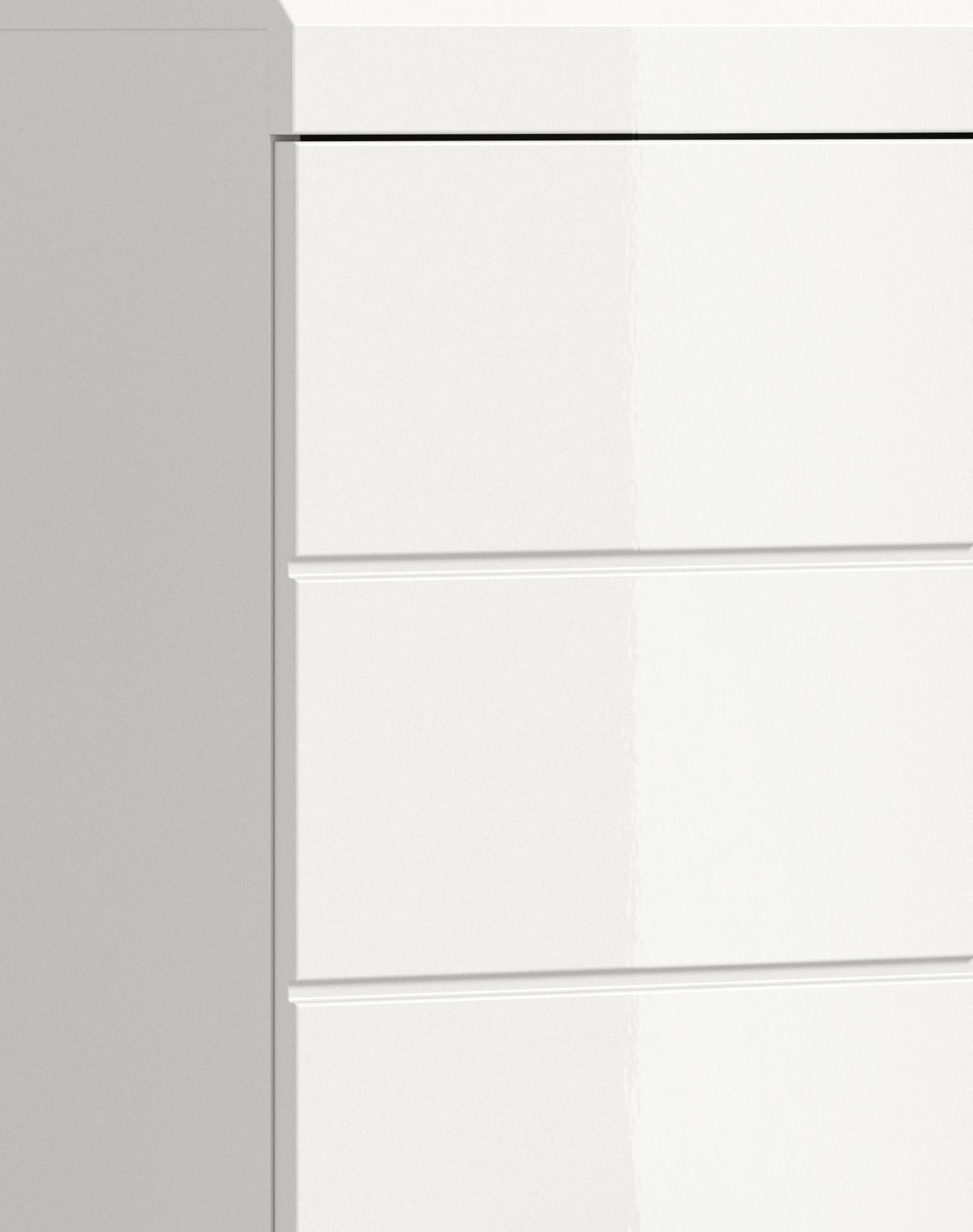 Badezimmer SCOUT 5-teilig Weiß Hochglanz - Weiß Hochglanz/Silberfarben, MODERN, Glas/Holzwerkstoff (134cm) - MID.YOU
