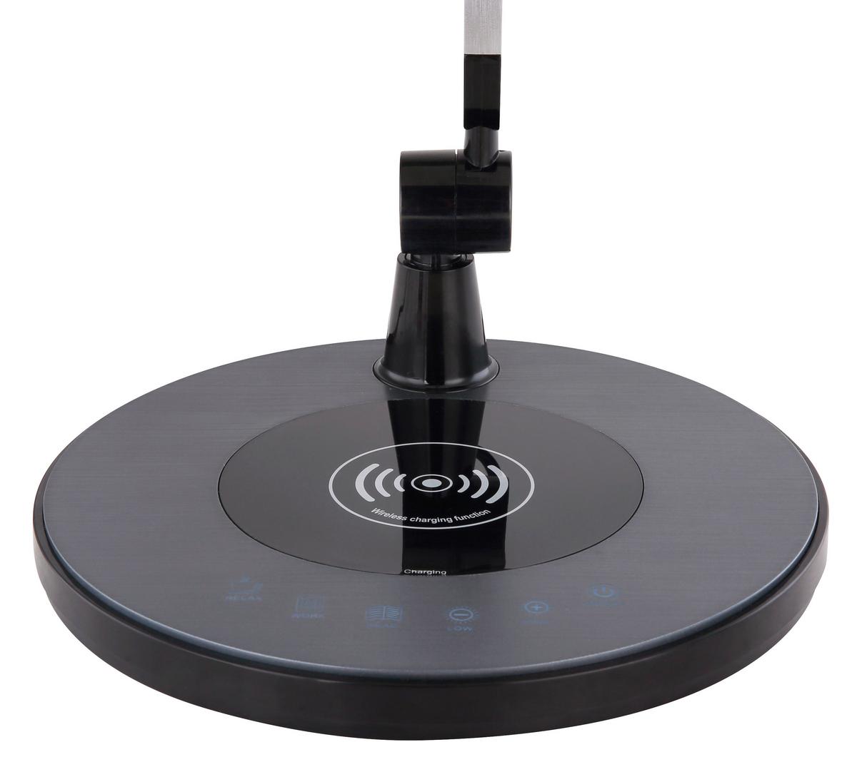 LED-SCHREIBTISCHLEUCHTE 58424 URSINO - Silberfarben/Schwarz, Konventionell, Kunststoff/Metall (58,7/20/107cm) - Globo