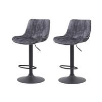 BARHOCKER-SET SABINE II H 2ER-SET - Anthrazit/Schwarz, MODERN, Textil/Metall (46/86-108/54cm) - MID.YOU