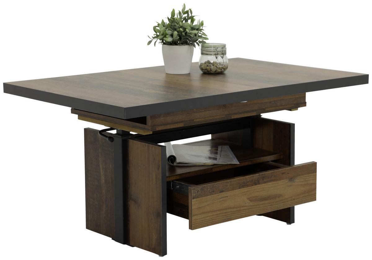 Couchtisch Noah Braun L: 150 cm höhenverstellbar, ausziehb. - Anthrazit/Dunkelbraun, MODERN, Holzwerkstoff (150/70/76cm) - MID.YOU