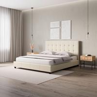 Polsterbett Frederico Creme ca. 180x200 cm - Creme/Schwarz, MODERN, Holzwerkstoff/Kunststoff (180/200cm) - Bessagi Home