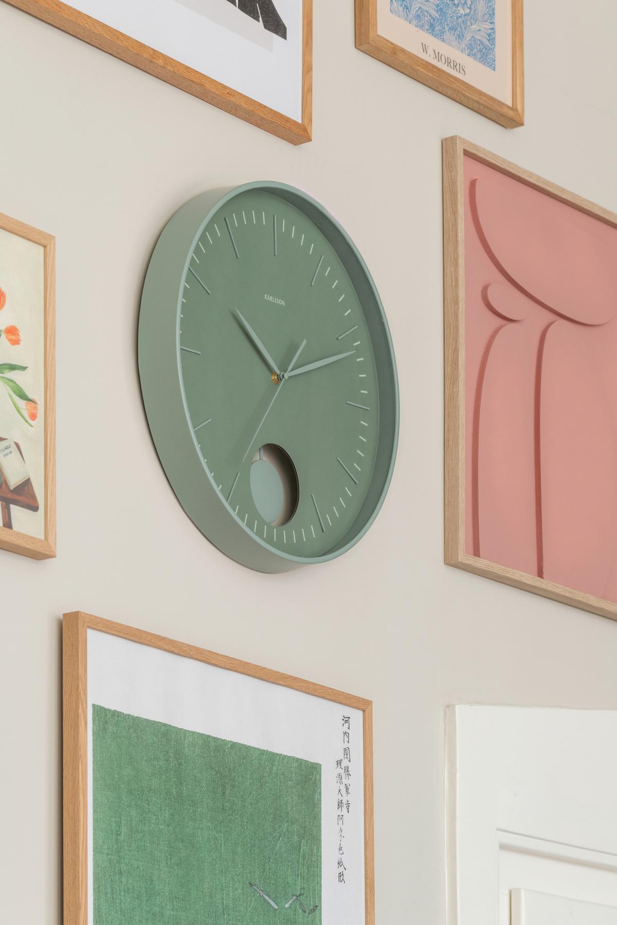 ZEGAR ŚCIENNY GRATO PENDULUM - jadeitowa zieleń, Basics, tworzywo sztuczne (41cm) - Karlsson