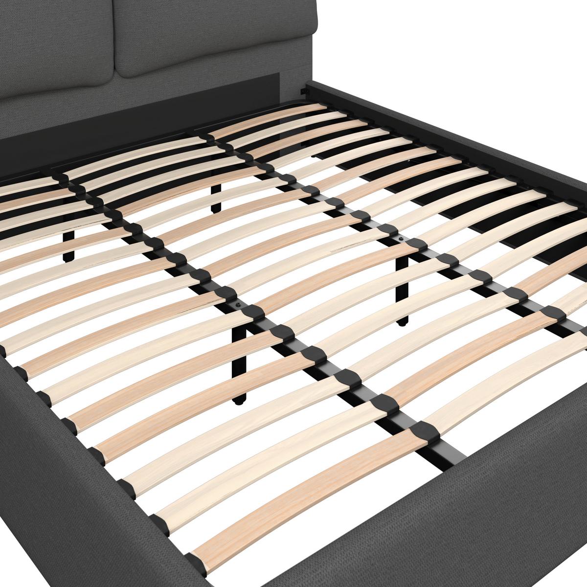 Polsterbett Perla Dunkelgrau ca. 180x200 cm - Dunkelgrau/Schwarz, MODERN, Holz/Kunststoff (180/200cm) - Bessagi Home