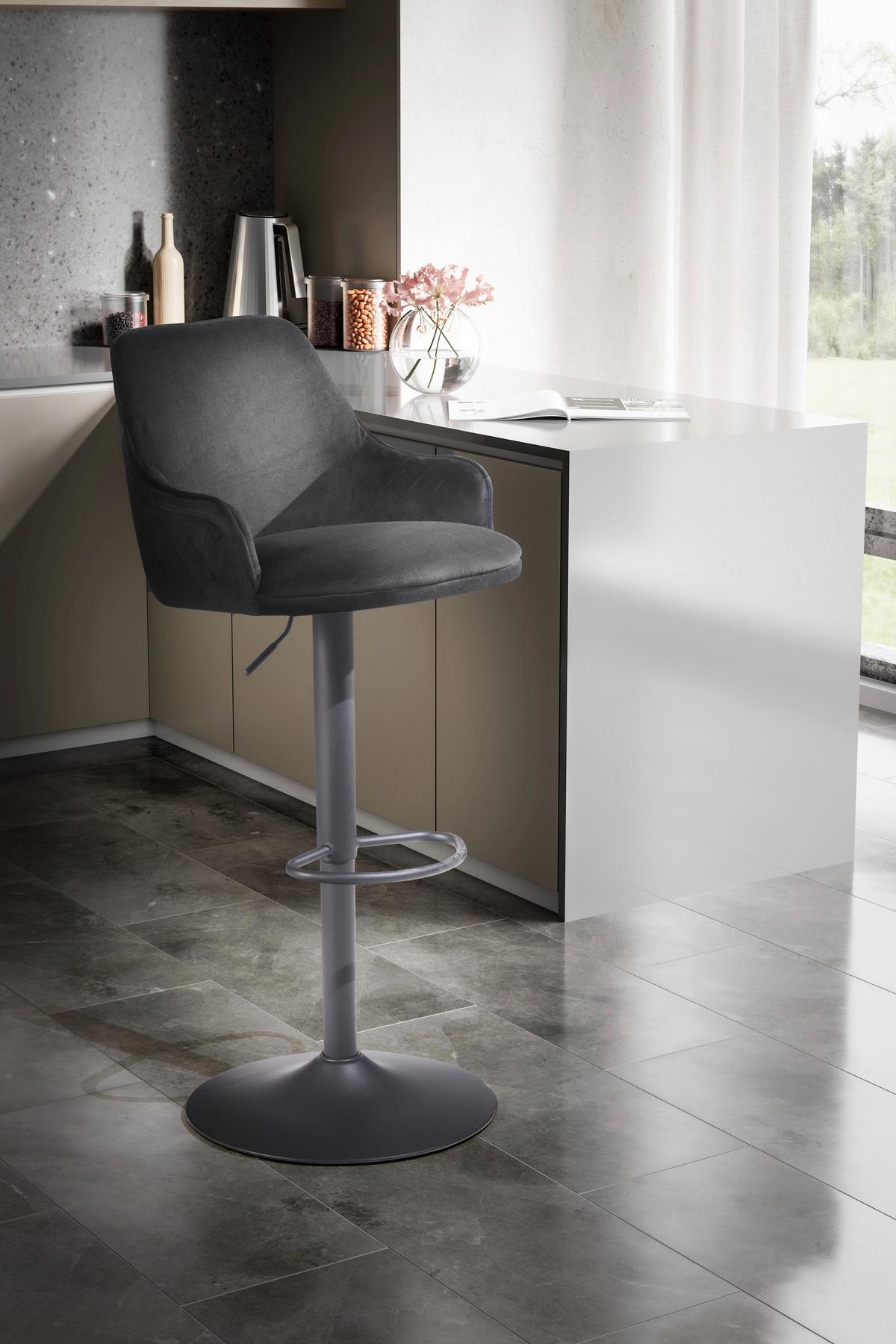 TABOURET DE BAR WL7.007 - Schwarz, Design, Textil/Metall (45/106/45cm) - MID.YOU