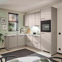 Eckküche PN105 o. Geräte ca. 186,6x248,2cm Graubraun - Graubraun/Schwarz, MODERN, Holzwerkstoff/Metall (186,6/248,2cm) - Pino