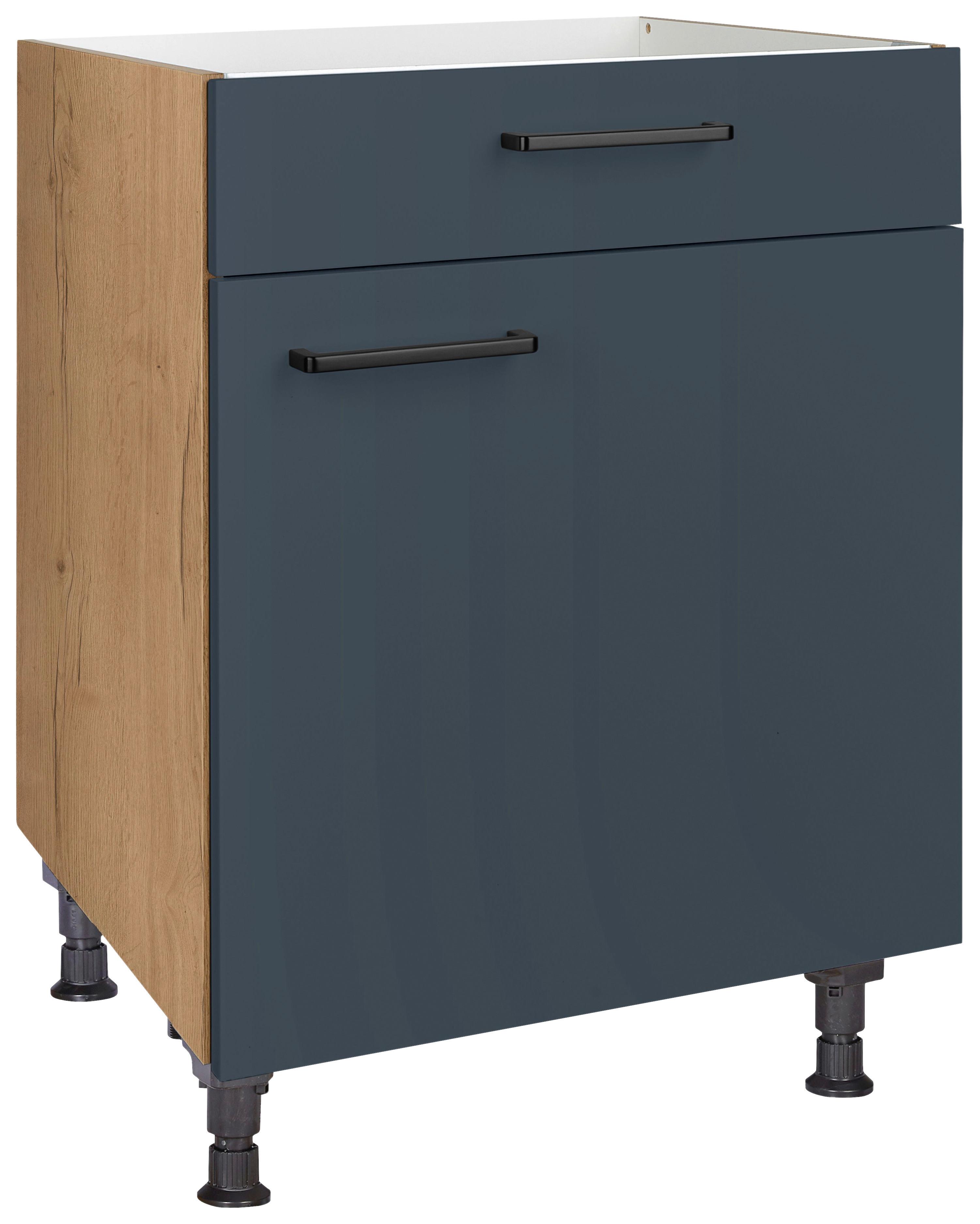 Kochfeldumbauschrank Easytouch Blau - Blau/Eichefarben, MODERN, Holzwerkstoff/Metall (60/87/56cm) - Nobilia