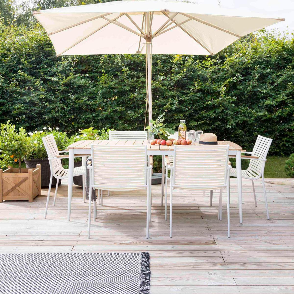 Gartenstuhl Mood - Weiss/Teakfarben, Natur, Holz/Kunststoff (60/84/56cm) - Gardenson
