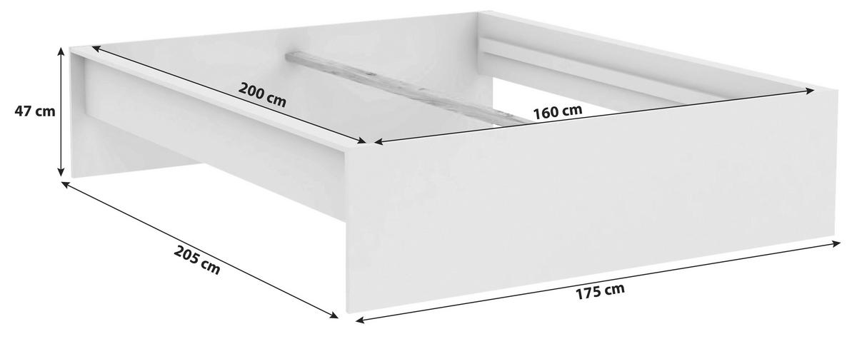 Bettrahmen Unit 160 in Weiss - Weiss, Konventionell, Holzwerkstoff (160/200cm) - Based