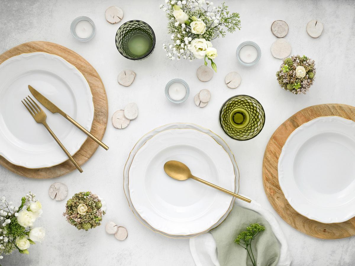 Jedilni Servis Maria Theresia Gold, 18-Delni - zlate barve/bela, Basics, keramika - Creatable