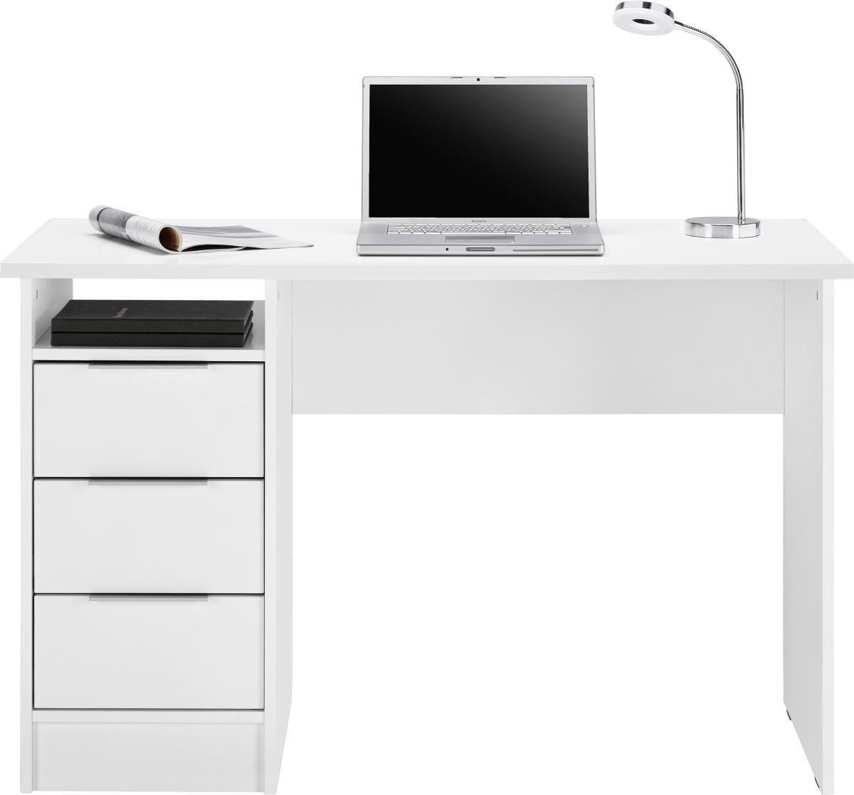 Íróasztal Fehér 3 Fiókkal Student - króm, Konventionell, faalapú anyag/fém (120/76/55cm) - Best Price