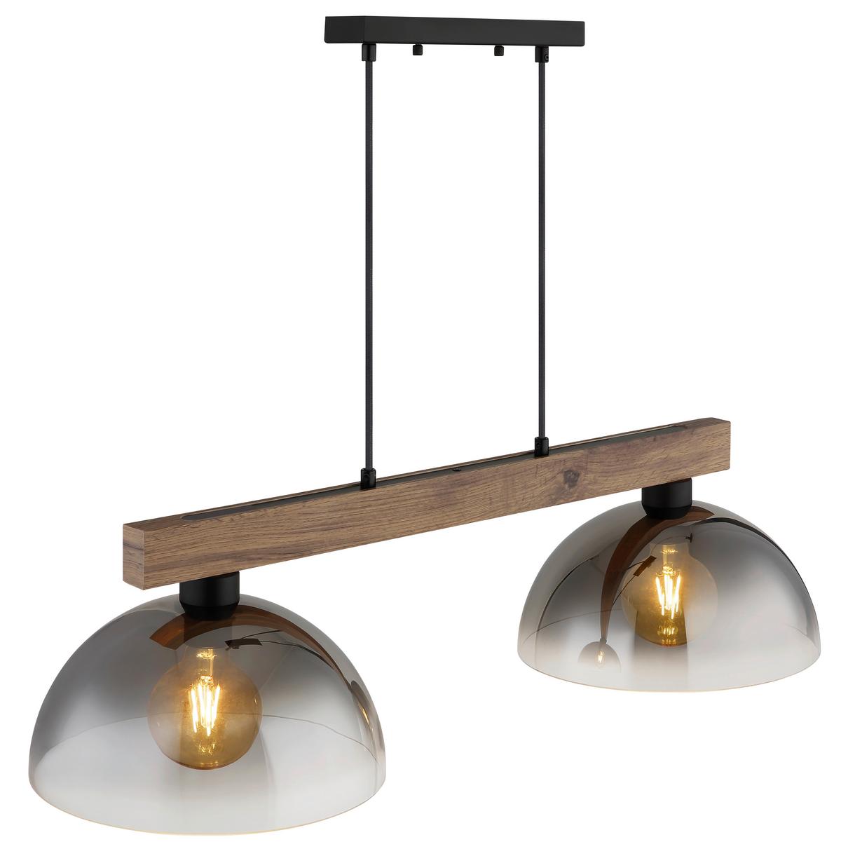Hängeleuchte 30660246 Romy - Klar/Dunkelbraun, Design, Glas/Holz (85/30/120cm) - Globo
