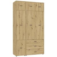 Kleiderschrank Kivo Eiche Artisan - Schwarz/Eiche Artisan, Basics, Holzwerkstoff/Kunststoff (135/239,40/52,1cm) - Based