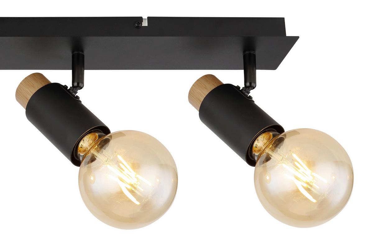 Strahler Matti Schwarz/Braun max. 40 Watt - Dunkelbraun/Schwarz, Design, Holz/Metall (65,5/8/14,5cm) - Globo