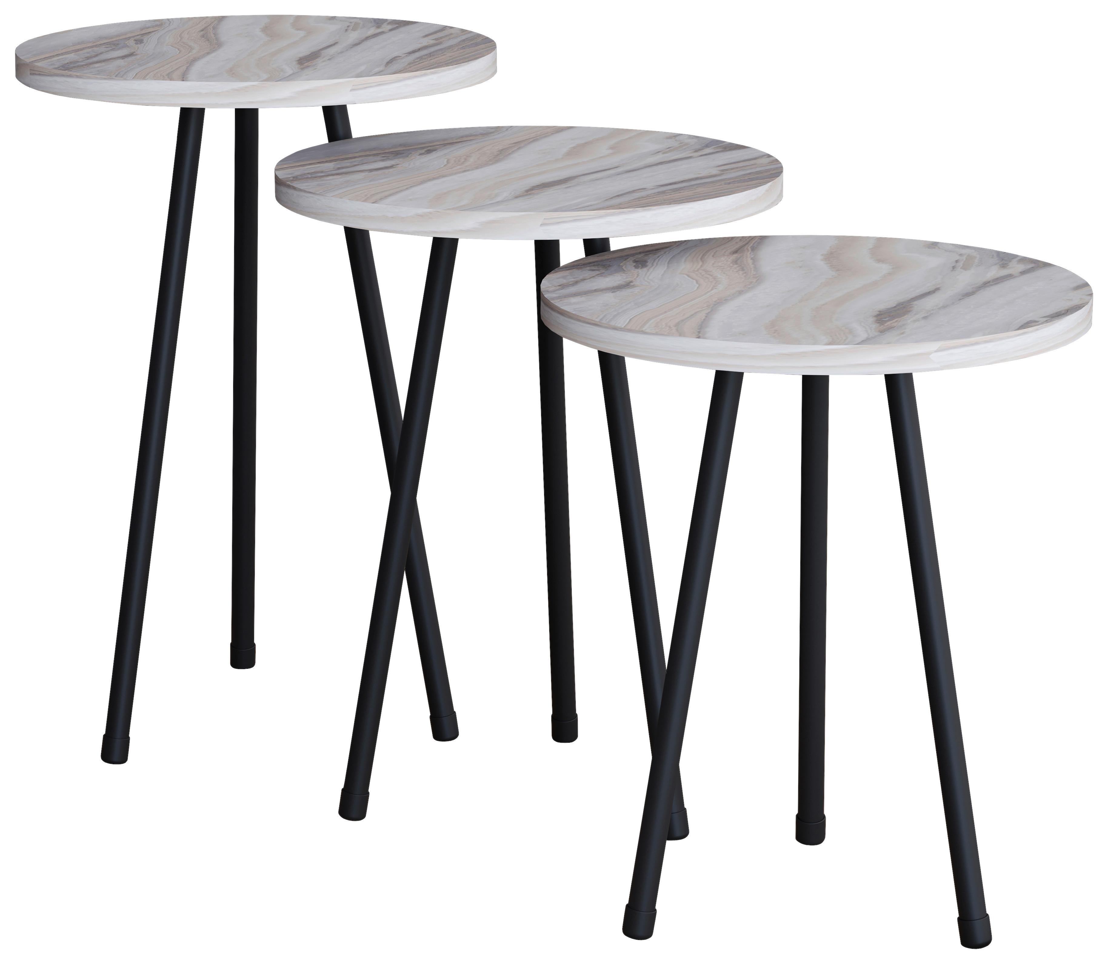 BEISTELLTISCHSET MIROLA - Weiss/Schwarz, Design, Holzwerkstoff (35cm) - MID.YOU