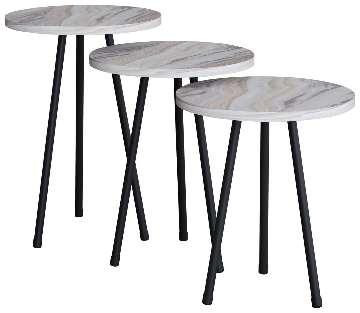 BEISTELLTISCHSET MIROLA - Weiss/Schwarz, Design, Holzwerkstoff (35cm) - MID.YOU
