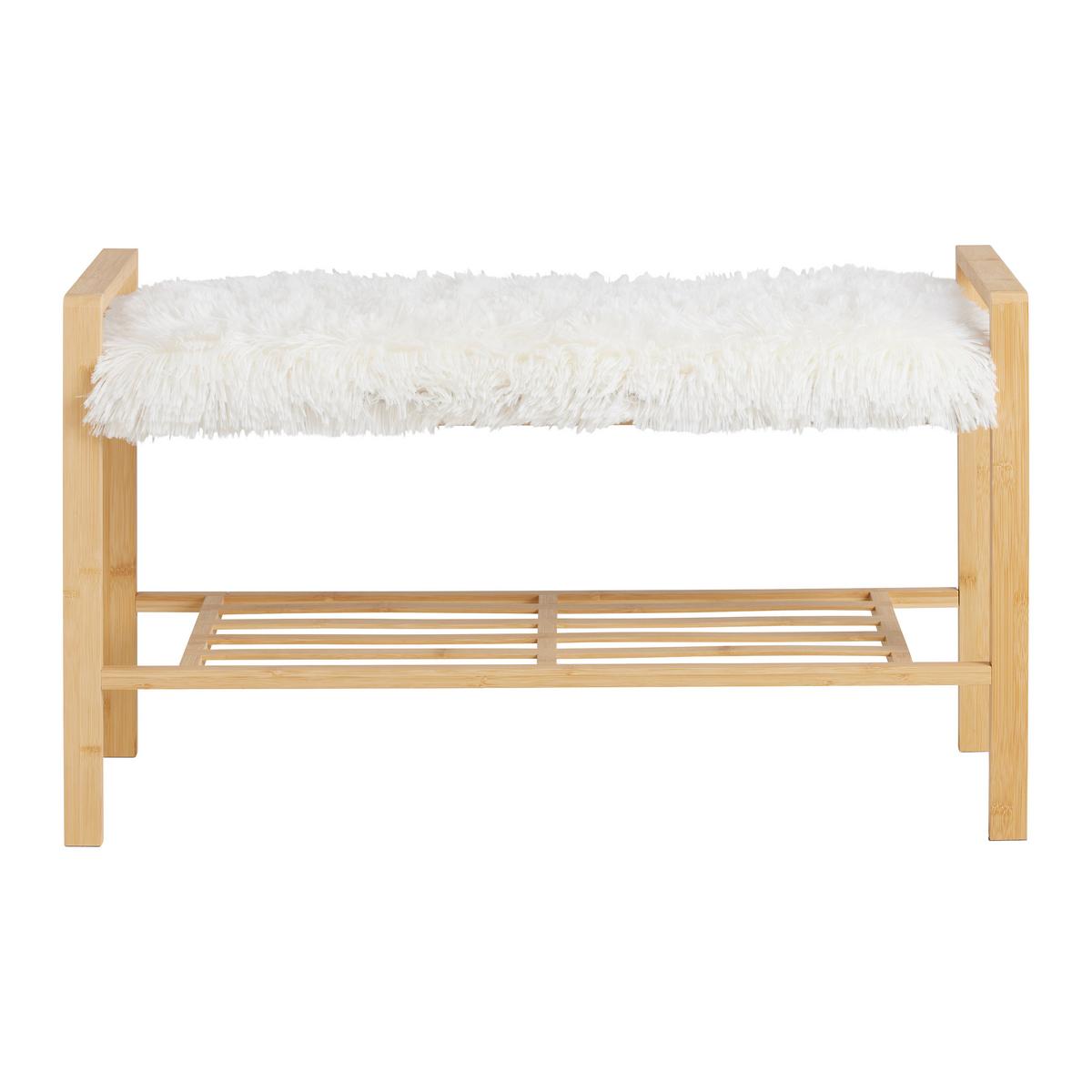 Bancă ADUA -SB- -EXKLUSIV- - alb/culoare natur, Modern, materiale naturale/textil (87/50/30cm) - Modern Living