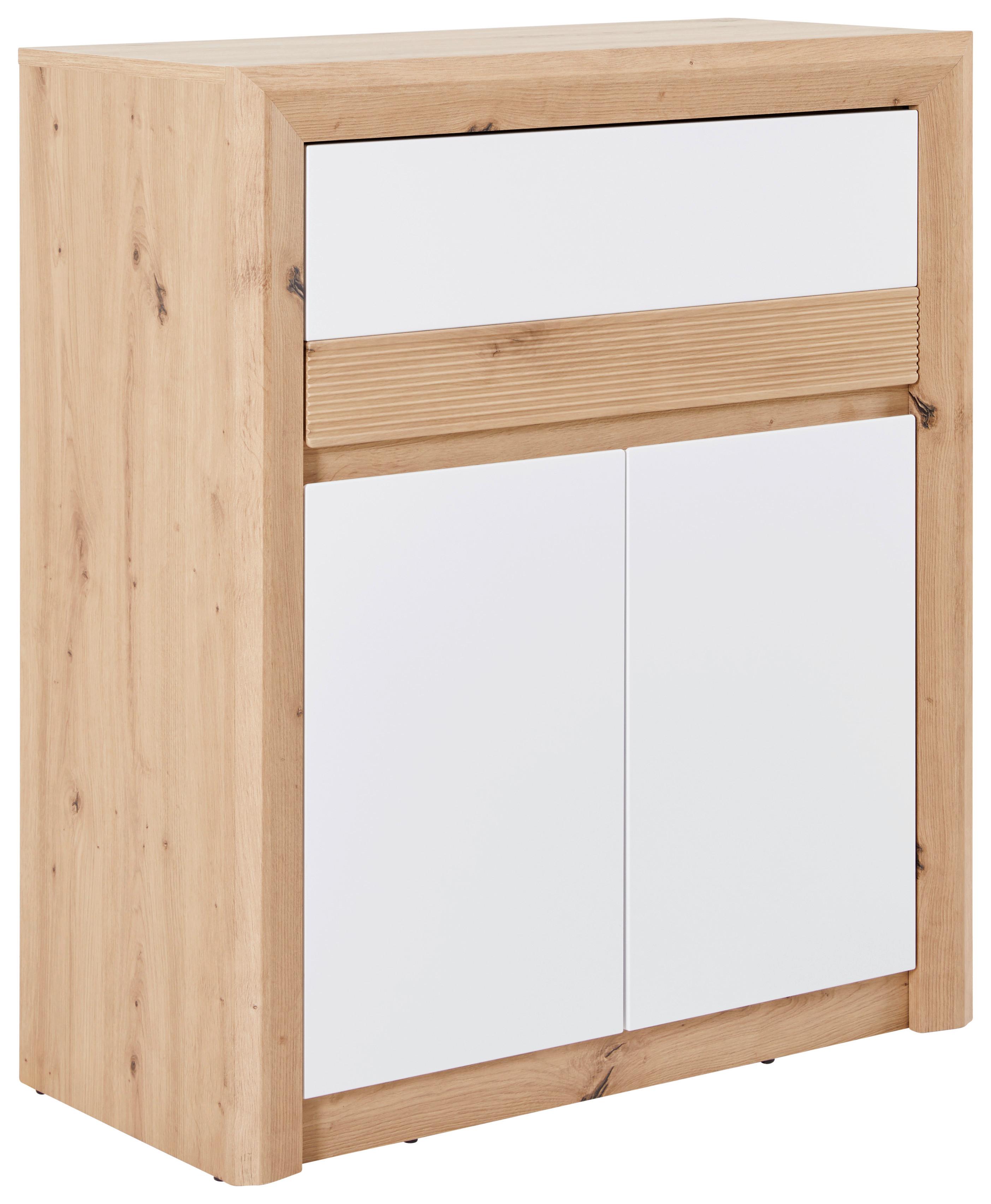 Comodă KASHMIR NEW - alb/culoare lemn stejar, Modern (84/98/41cm) - Modern Living