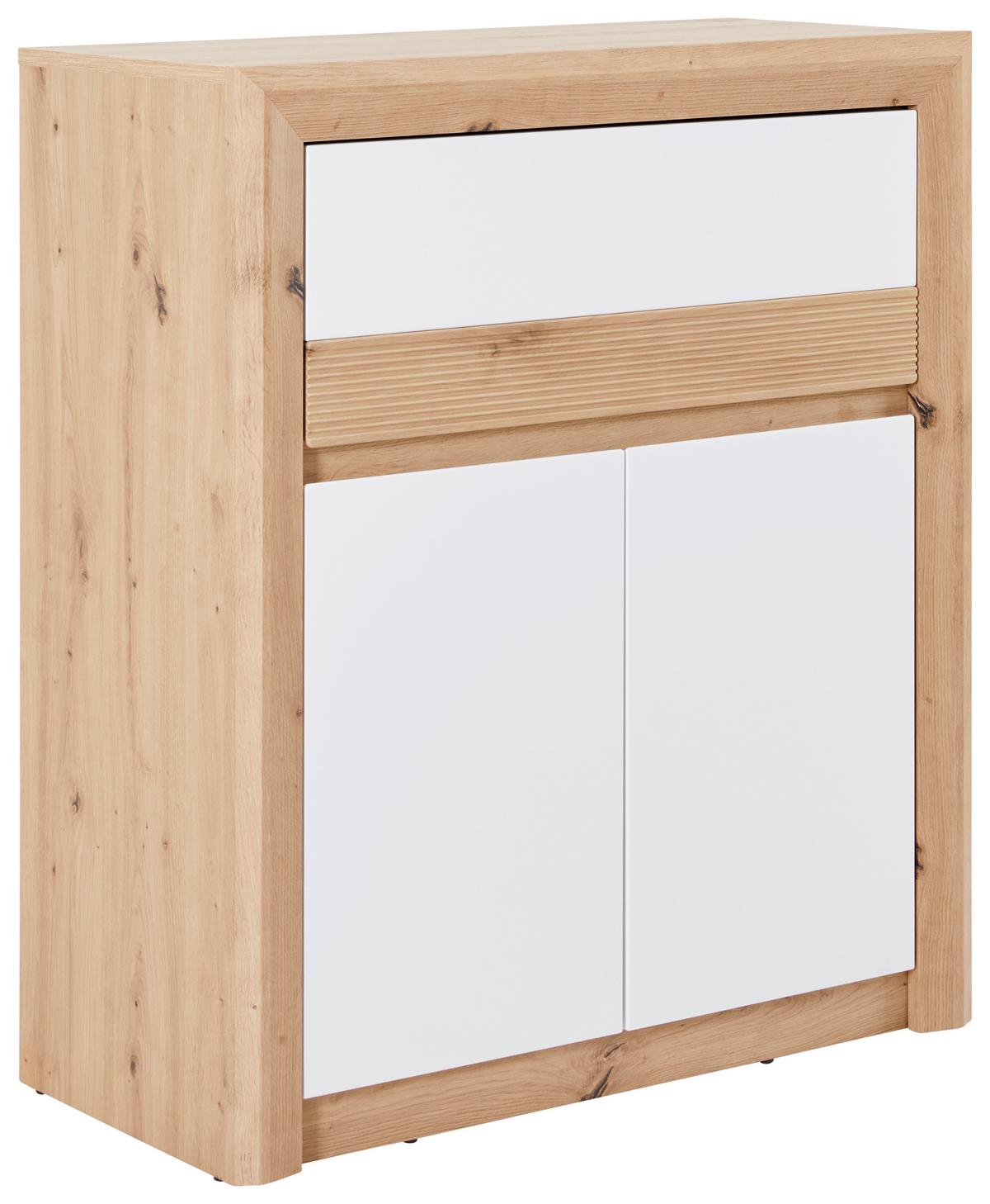 Comodă KASHMIR NEW - alb/culoare lemn stejar, Modern (84/98/41cm) - Modern Living