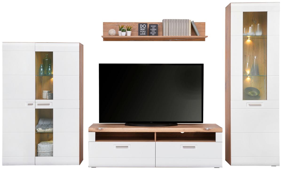 Vitrină AURIS - alb, Modern, sticlă/material pe bază de lemn (95/154,4/37,1cm) - Modern Living