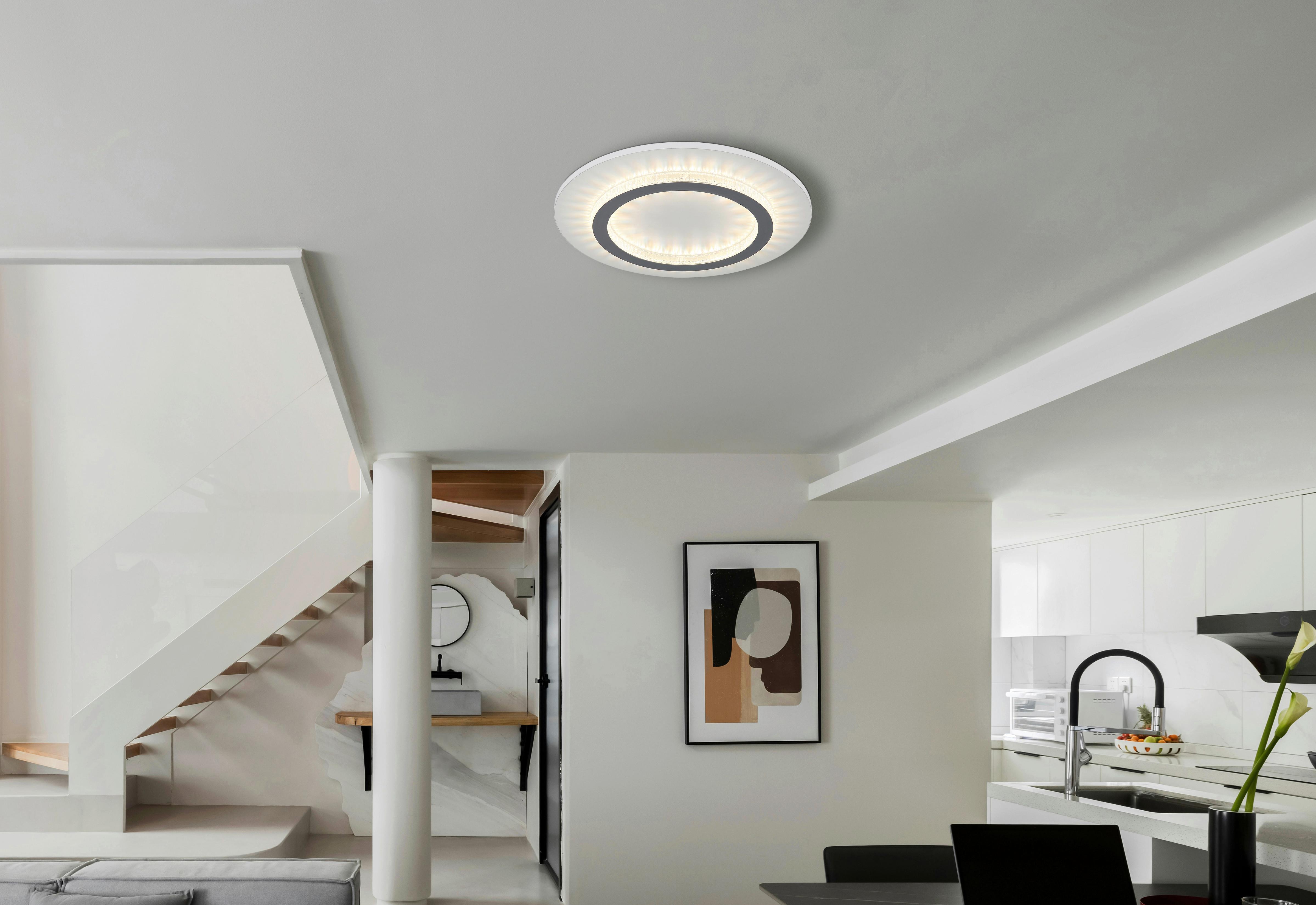 Plafonieră cu LED Jayden - gri deschis/alb, Design, plastic/metal (35/5,5cm) - Globo