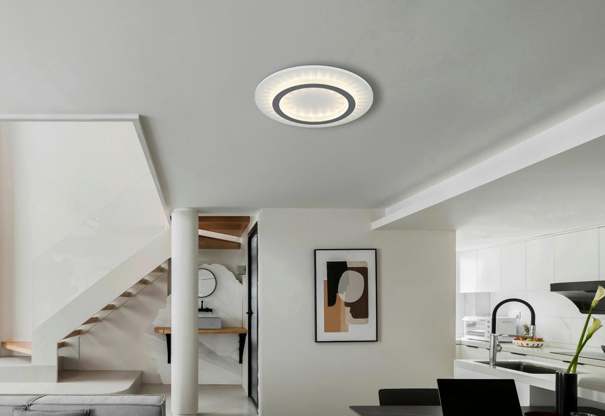 Plafonieră cu LED Jayden - gri deschis/alb, Design, plastic/metal (35/5,5cm) - Globo