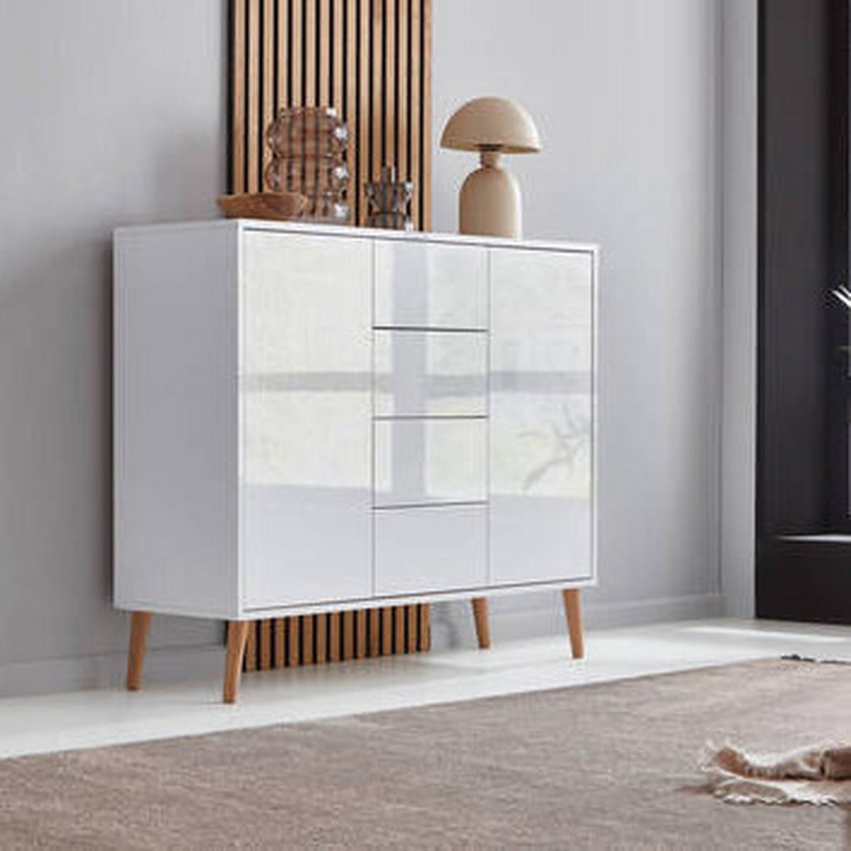 Kommode Mailand Typ 11 Weiß - Weiß Hochglanz/Weiß, MODERN, Holz/Holzwerkstoff (105,5/86/33cm) - MID.YOU