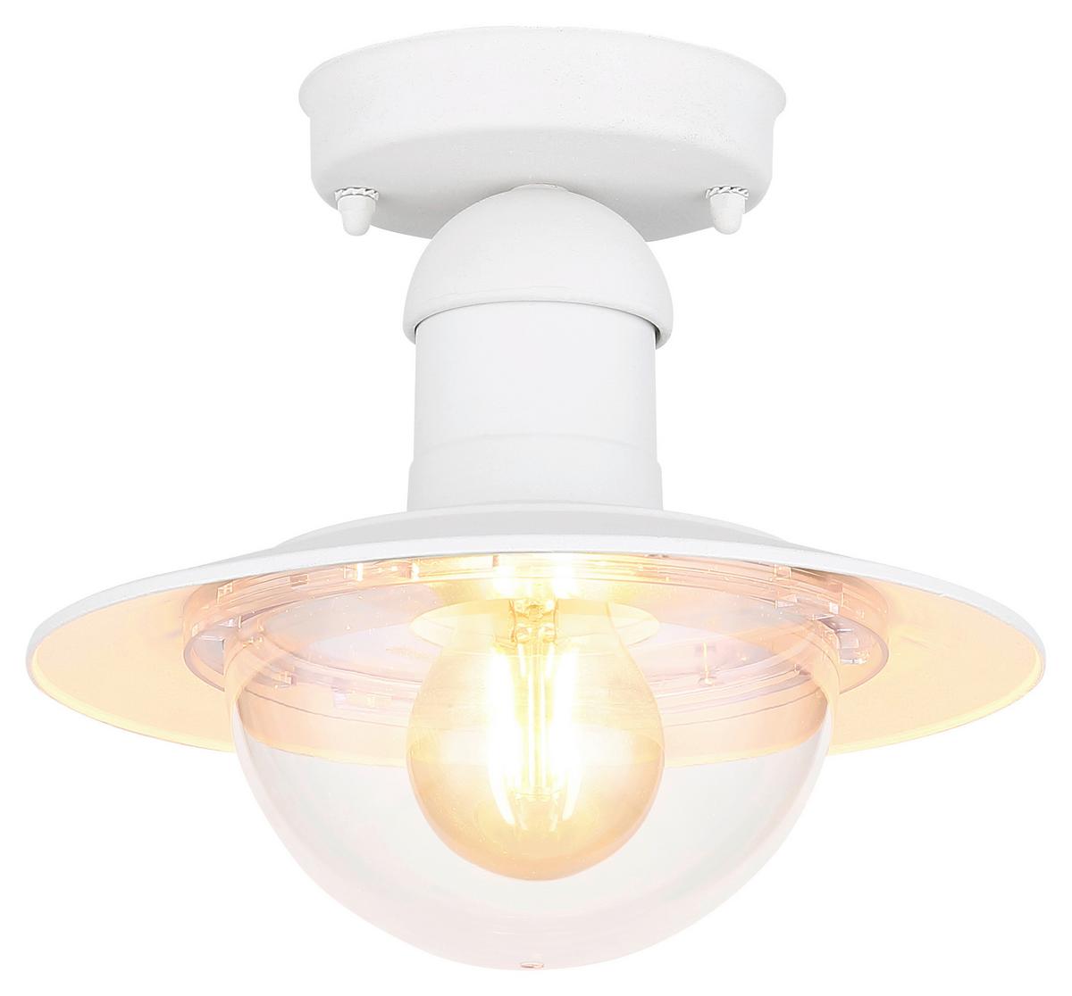 Zunanja Stropna Svetilka Linda - bela/prozorno, Basics, kovina/umetna masa (23,6/21,5cm) - Globo