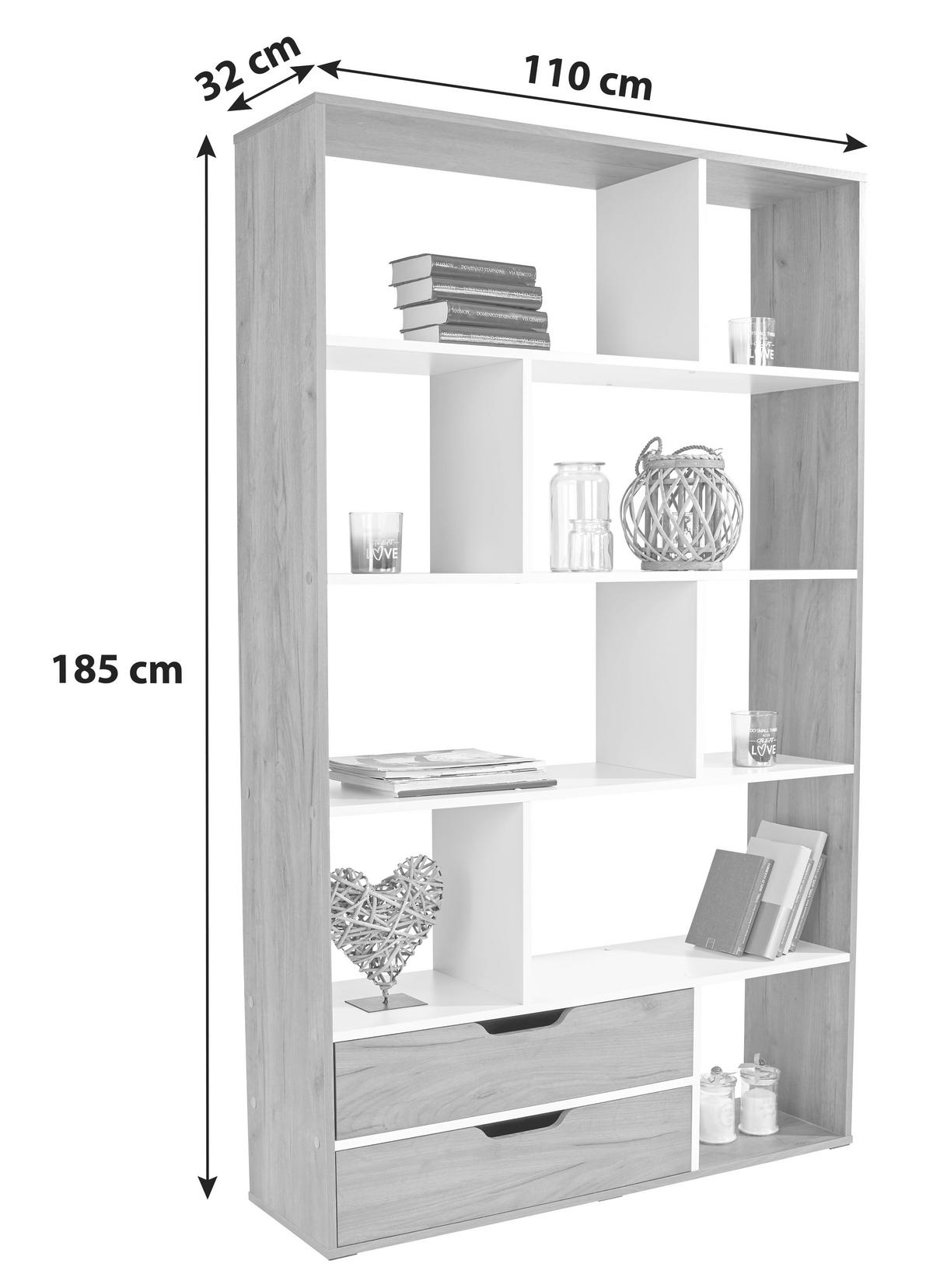 Mobilier despărțitor Roberto - culoare lemn stejar/gri, Modern, material pe bază de lemn (110/185/32cm) - Modern Living