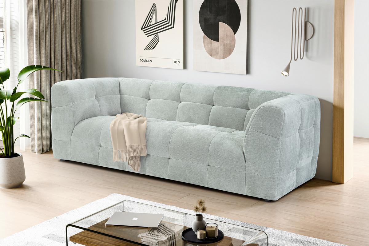 3-Sitzer-Sofa Tenso Mintblau - Schwarz/Minttürkis, Basics, Holz/Kunststoff (217/72/96cm) - MID.YOU