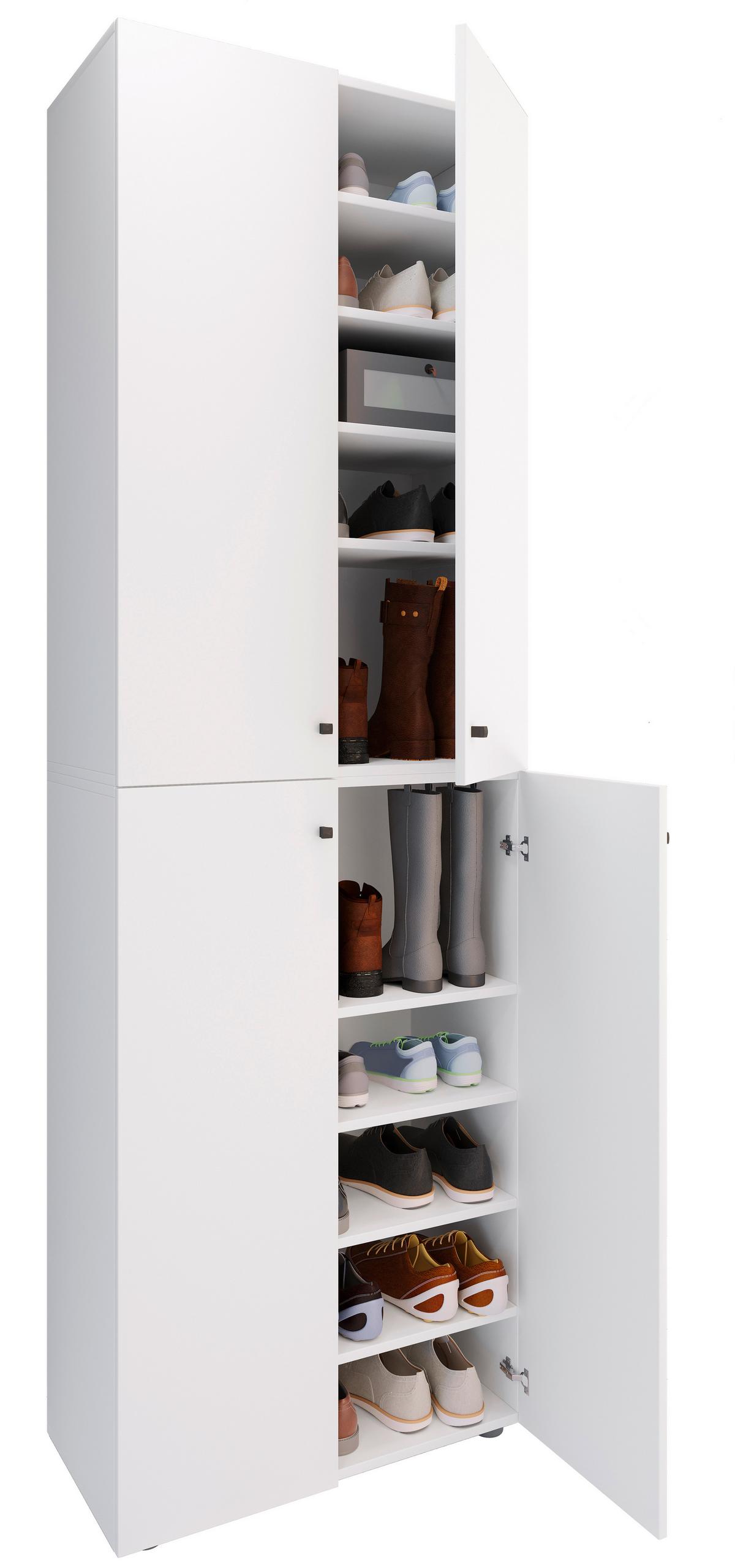 Schuhschrank LONA Weiß ca. 70x220x40cm - Silberfarben/Schwarz, Design, Holzwerkstoff/Kunststoff (70/220/40cm) - MID.YOU