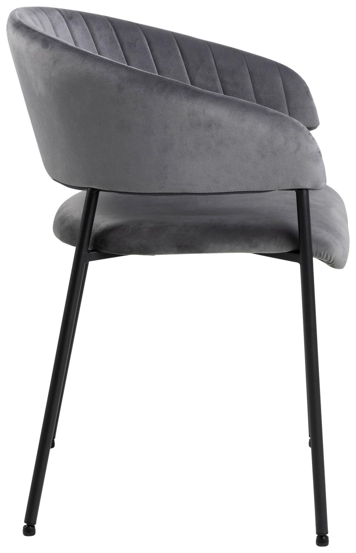 KRZESŁO Z PODŁOKIETNIKAMI ANN - ciemnoszary/czarny, Trend, metal/tkanina (54,5/77,5/54cm)