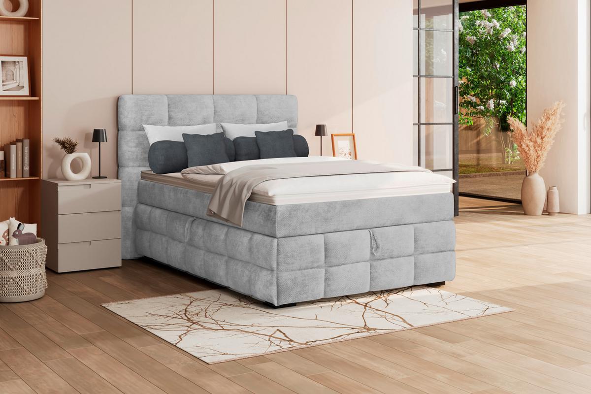 PAT BOX VEGA - gri deschis/alb, Trend, lemn/textil (120/200cm) - Modern Living