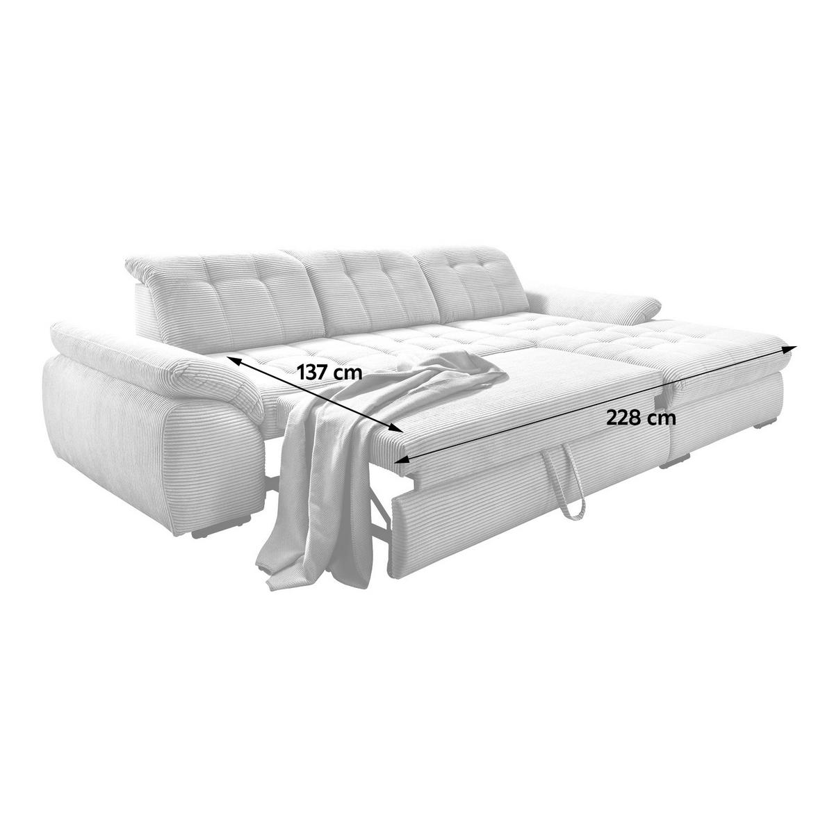 Ecksofa mit Bettkasten Rigatti ca. 314x184 cm Beige - Beige/Schwarz, MODERN, Textil/Metall (314/184cm) - Livetastic