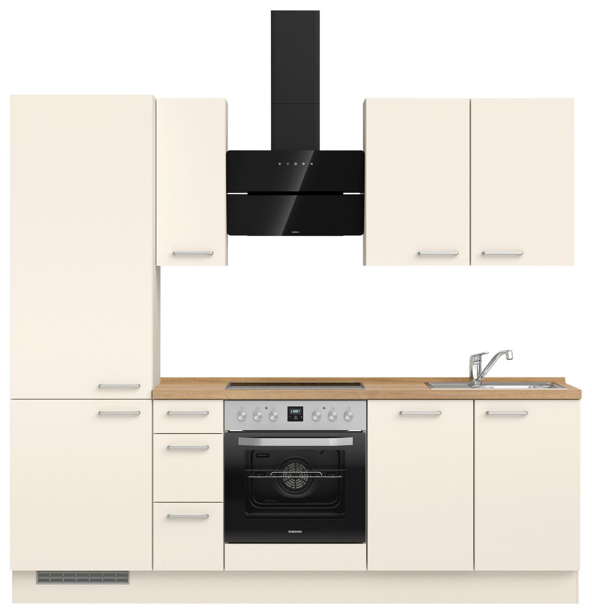 Küchenblock Touch High m. Geräten Magnolie - Edelstahlfarben/Eichefarben, MODERN, Holzwerkstoff/Metall (240cm) - Nobilia