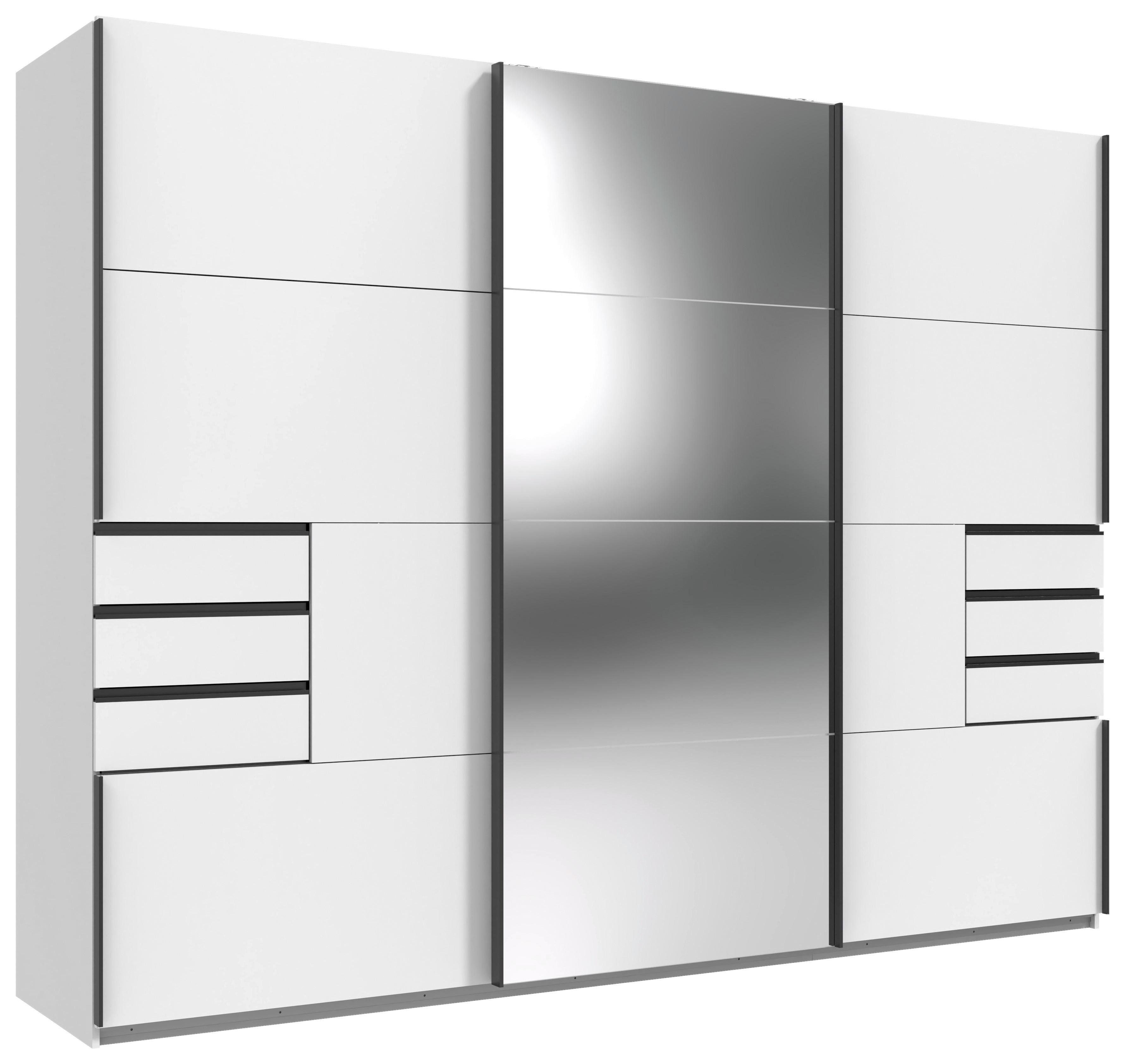 Schwebetürenschrank Saigon ca. 270x210 cm Weiß - Schwarz/Weiß, MODERN, Glas/Holzwerkstoff (270/210/64cm) - MID.YOU