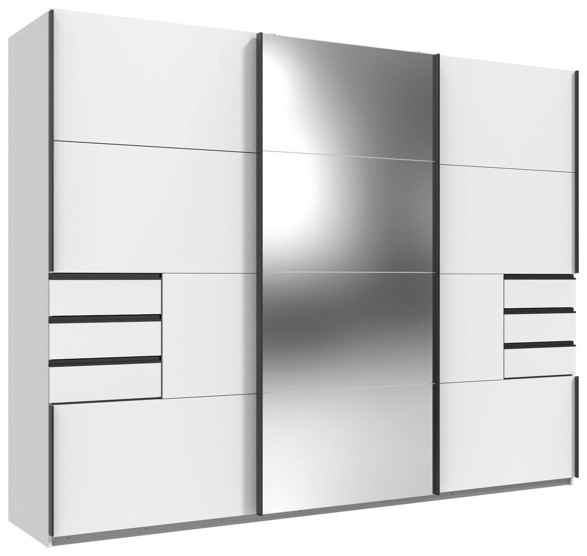 Schwebetürenschrank Saigon ca. 270x210 cm Weiß - Schwarz/Weiß, MODERN, Glas/Holzwerkstoff (270/210/64cm) - MID.YOU