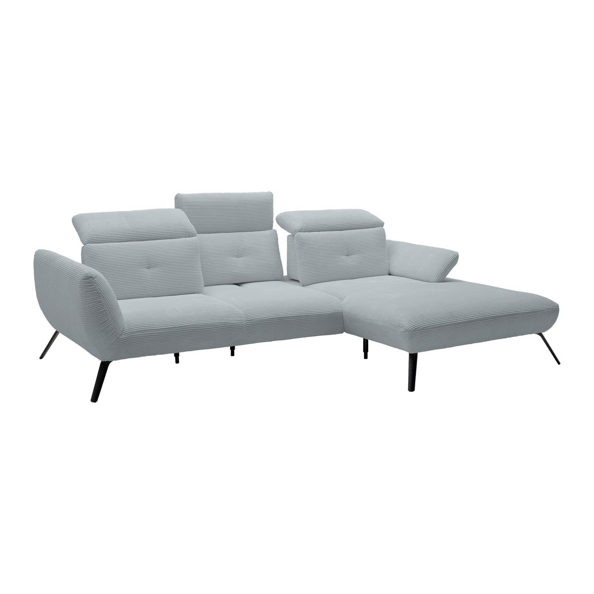 Wohnlandschaft Seattle Silberfarben - Silberfarben/Schwarz, MODERN, Holzwerkstoff/Textil (301/196cm) - Premium Living