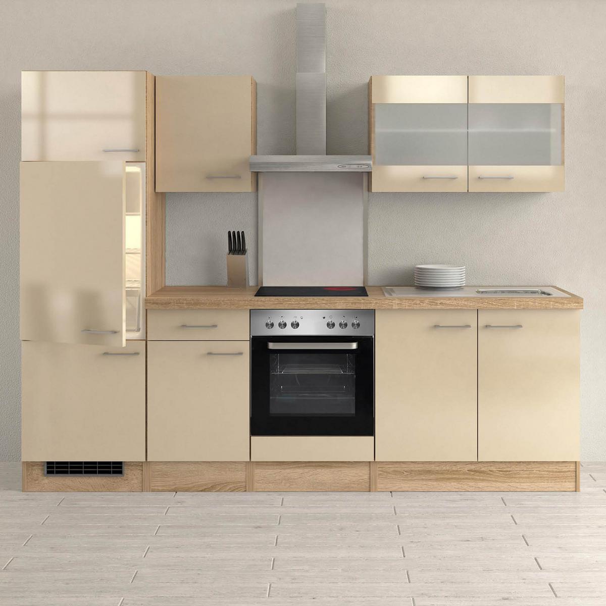 Kuhinjski Blok Z Aparati Nepal, Kašmir, Barva Bukve - barve nerjavečega jekla/kašmir, Moderno, kovina/steklo (270cm) - FlexWell