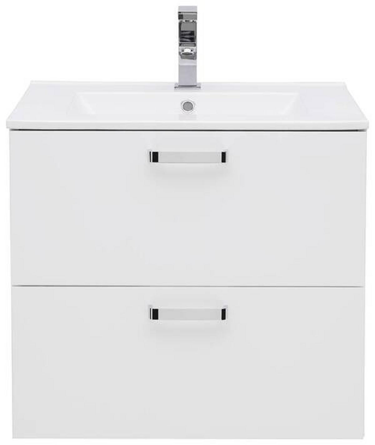 Bază cu lavoar Fresh - alb/alb lucios intens, Konventionell, ceramică/material pe bază de lemn (61/56/47cm) - Ondega