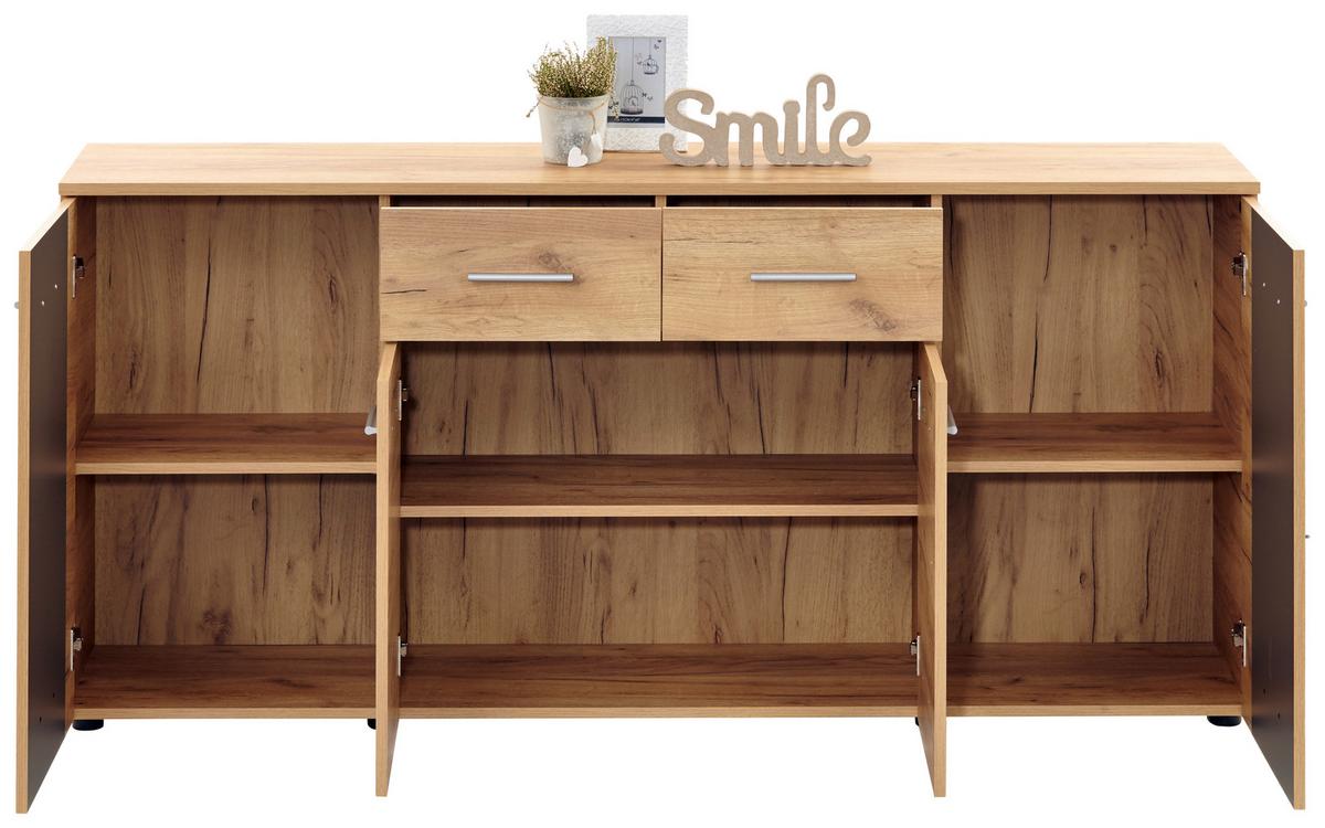 Comodă Uno - culoare lemn stejar/gri, Modern (177/80/40cm) - Modern Living