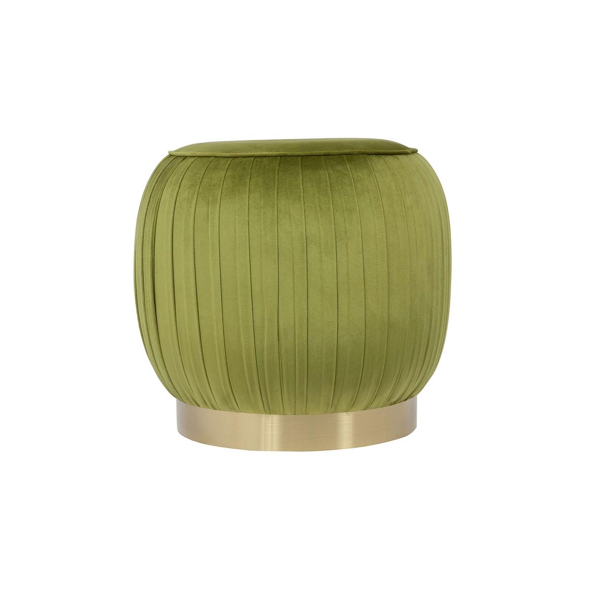 HOCKER LILJE 100 - Goldfarben/Grün, Design, Textil/Metall (43/42cm) - Kayoom