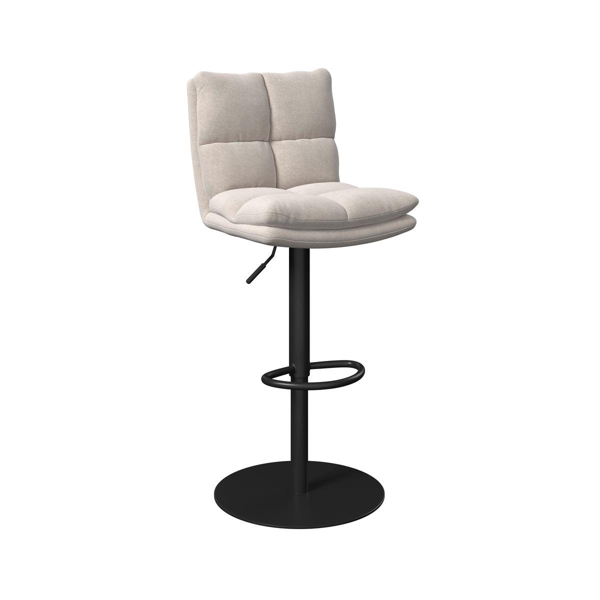 Barhocker Caja Creme Struktur Gepolstert - Creme/Schwarz, MODERN, Holz/Textil (47/87-107/49cm) - Bessagi Home