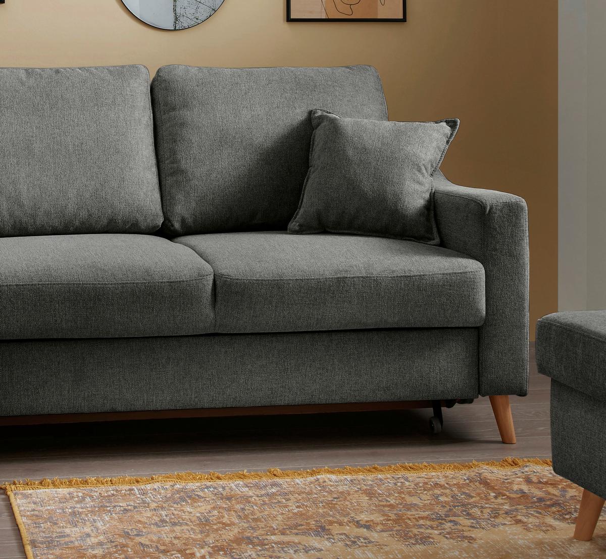 Wohnlandschaft Valentina Anthrazit Struktur - Anthrazit/Naturfarben, KONVENTIONELL, Holz/Textil (200/230cm) - P & B