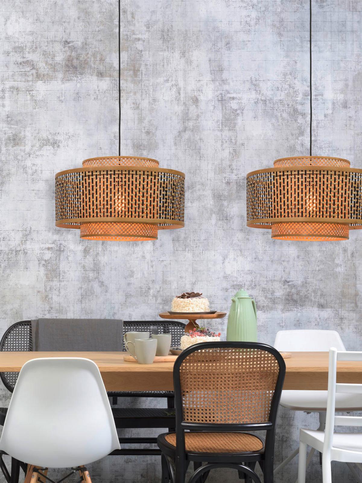 Viseča Svetilka Bhutan, Črna, Bambus - črna/rjava, Design, naravni materiali (53/236,5/53cm) - Good & Mojo