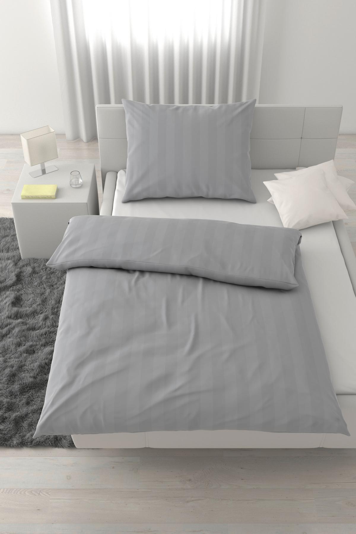 Ágyneműhuzat-garnitúra Pamutszatén Xenia Streif - ezüstszínű, Modern, textil (140/200cm) - Premium Living