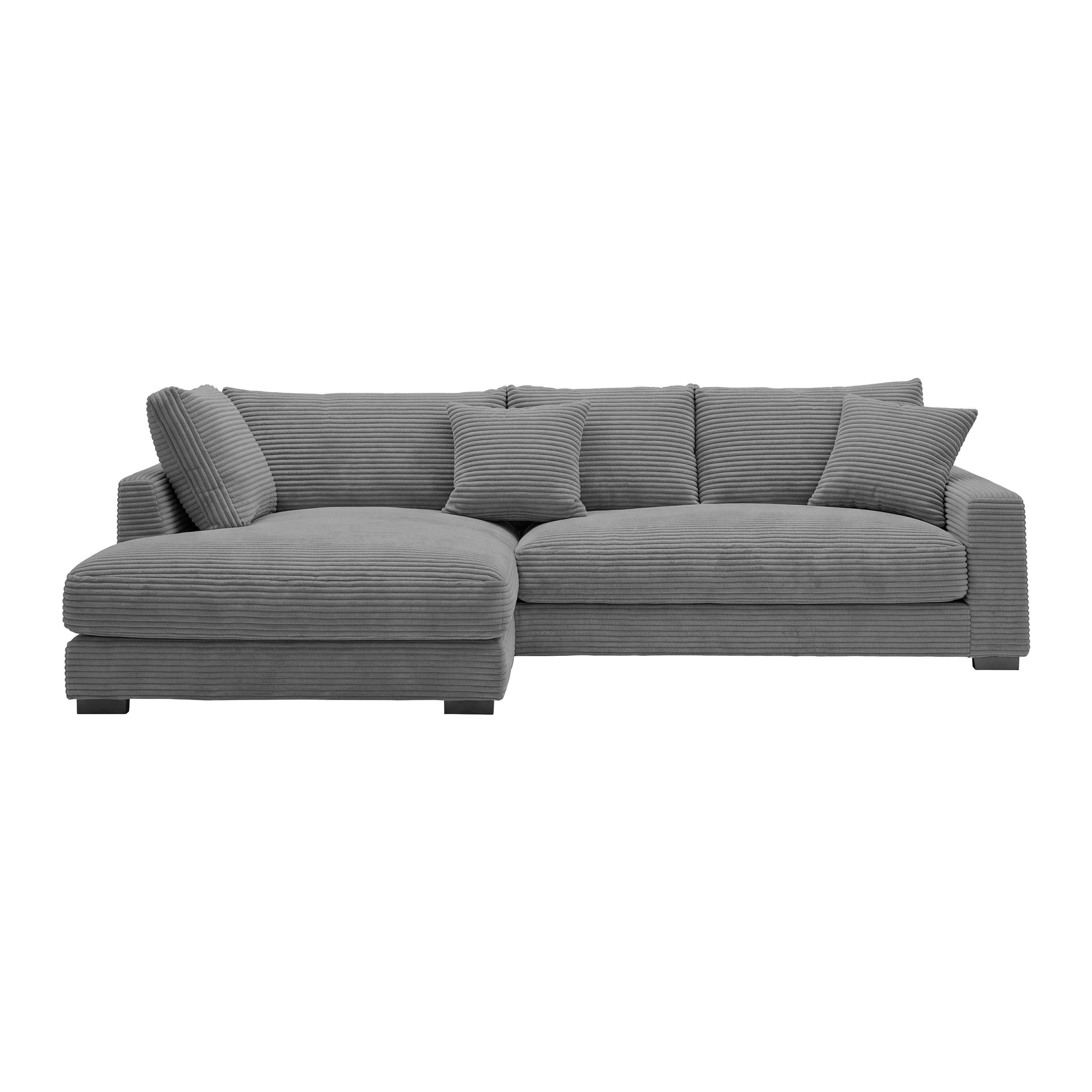 Ecksofa Pedro Grau - Schwarz/Grau, MODERN, Kunststoff/Textil (190/300cm) - Mömax