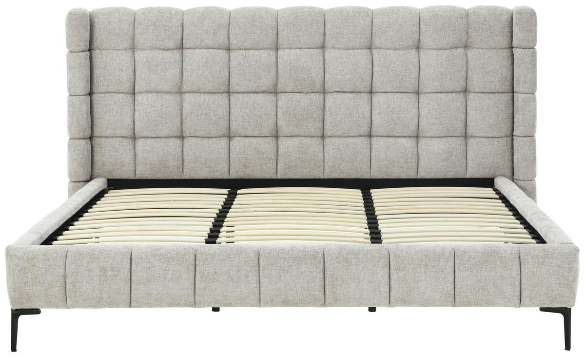 Oblazinjena Postelja Stitch, Siva, 180x200cm - siva/črna, Design, kovina/tekstil (218/116/222cm) - Livetastic