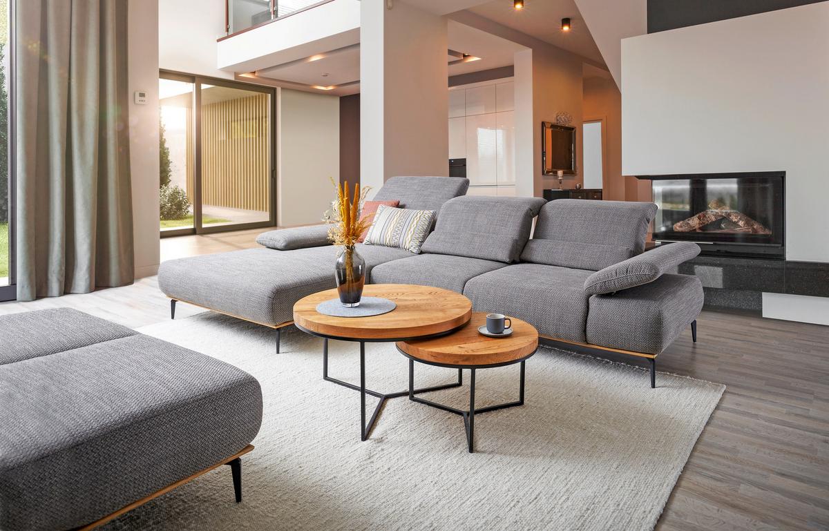 STOLIK KAWOWY VILLACH - kolor dębowy/czarny, Design, metal/drewno (60/60/38cm) - Novel