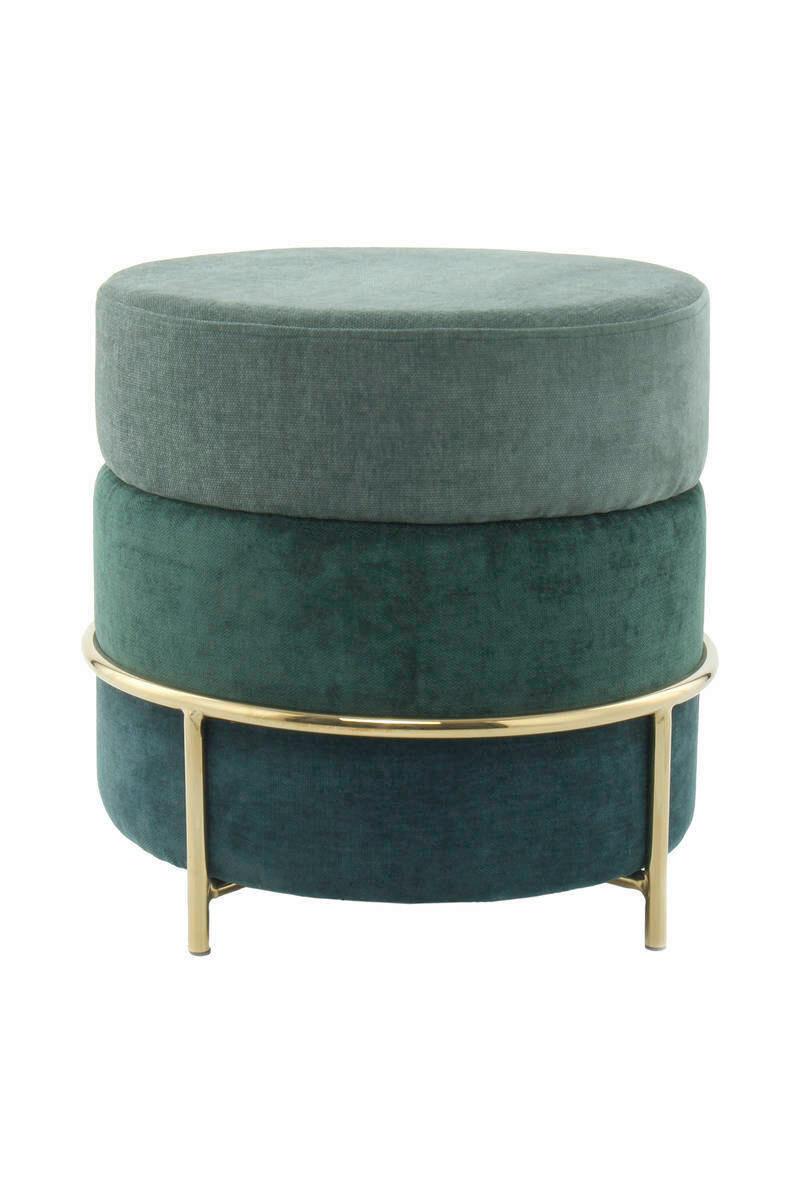 Hocker Grün ca. 48,5x46 cm - Goldfarben/Grün, Basics, Holzwerkstoff/Textil (48,5/46/48,5cm) - Kayoom